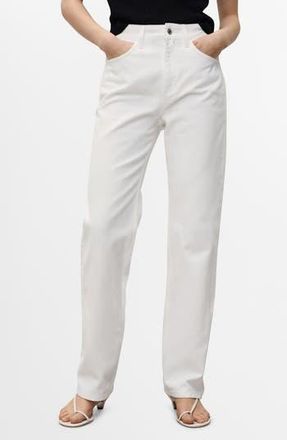 Mango Matilda Mid Rise Straight Leg Jeans in White at Nordstrom Rack, Size 14