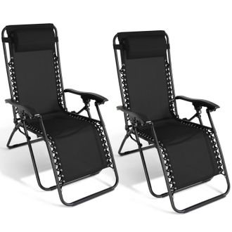 IDMarket Set Di 2 Sedie Da Giardino Reclinabili Relax, Alto Comfort, Nero