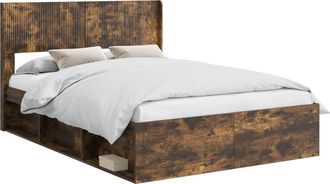 vidaXL Estructura De Cama Con Almacenamiento Y Cabecero Roble Ahumado Vidaxl
