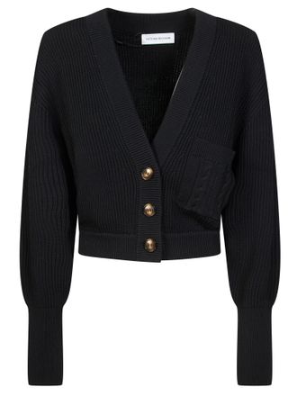 Victoria Beckham Ribbed Knit Deep V-Neck Cardigan