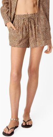 Cami NYC Cotton & Silk Drawstring Shorts in Leopard at Nordstrom, Size Xx-Small