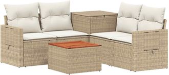 vidaXL Juego De Sof&aacute; 6 Uds. Beige Y Blanco Crema Vidaxl