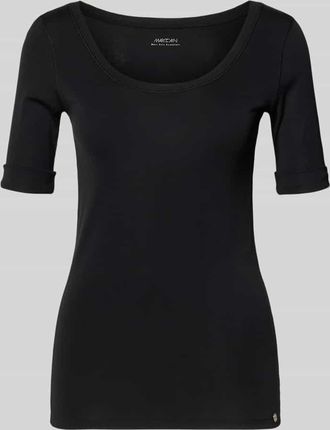 Marc Cain T-Shirt mit &Auml;rmelaufschlag und Rundhalsausschnitt in Black, Gr&ouml;&szlig;e 34