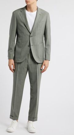 BOSS Heston Slim Fit Green Mélange Wool Suit in Medium Green at Nordstrom, Size 40 Regular