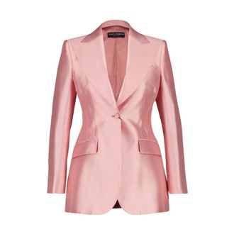 Dolce & Gabbana Blazers, female, Pink, XS, Silk Shantung Single-Breasted Jacket