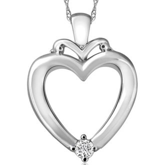 Pompeii3 Solitaire Diamond Heart Pendant in White, Rose or Yellow Gold 1 Tall