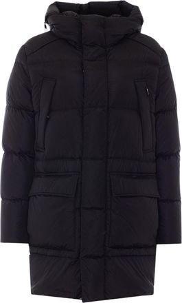 Add Black Quilted Long Polyamide Down Coat
