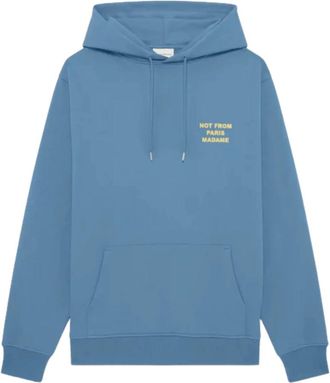Dr&ocirc;le de Monsieur Le Hoodie Slogan - Heren - Hoodies - Blauw - XL - Katoen - Hoodies & sweatvesten
