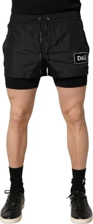 Dolce & Gabbana Black Polyester Drawstring Men Shorts Mens Swimwear