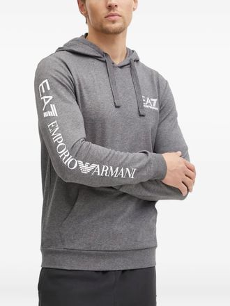 Emporio Armani logo-print hoodie - men - Cotton - S - Grey