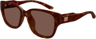 Balenciaga Rechthoekige Zonnebril - unisex - Zonnebrillen - Bruin - 56 MM - Nylon - Accessoires