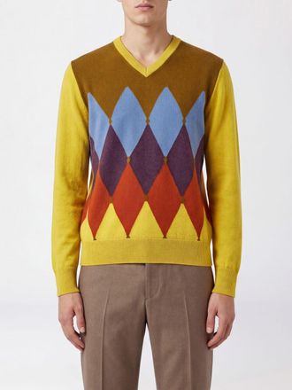 Ballantyne Maglia con scollo a V in puro cashmere con fantasia a rombi