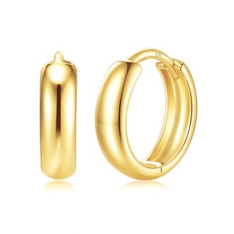 MAX + STONE Solid 10k Yellow Gold 3mm Wide Hoop Earrings in 12mm, 15mm or 18mm Diameter