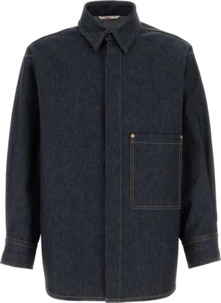 Valentino Garavani Camicia in denim - Heren - Spijkeroverhemden - Blauw - M - Denim - Overhemden