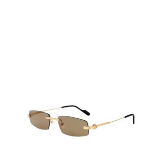 Cartier Sunglasses, male, Brown, 57 MM, Modern Rimless Rectangle Eyeglasses