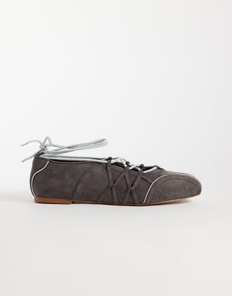 JW PEI Iria ballerine stringate grigio scuro