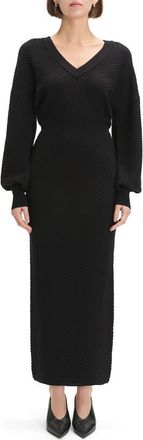 Favorite Daughter The Ava Texture Long Sleeve Maxi Dress in Black at Nordstrom, Size X-Large