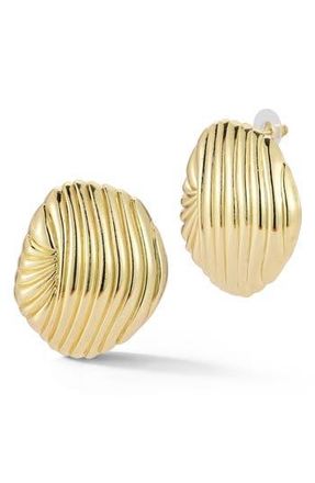 Sphera Milano Ribbed Statement Stud Earrings in Gold at Nordstrom Rack