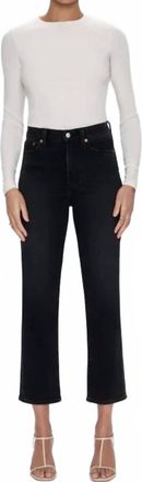 Pistola Denim Charlie High Rise Classic Straight Jeans In Dark Midnight