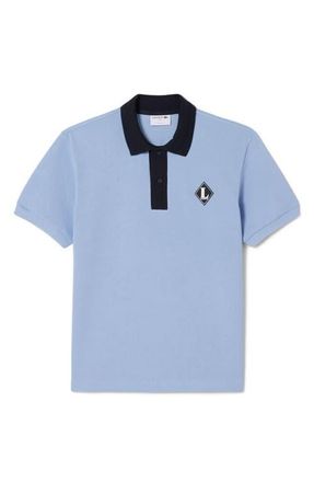 Lacoste Contrast Collar Cotton Piqu&eacute; Polo in Aphylla Blue at Nordstrom, Size 3