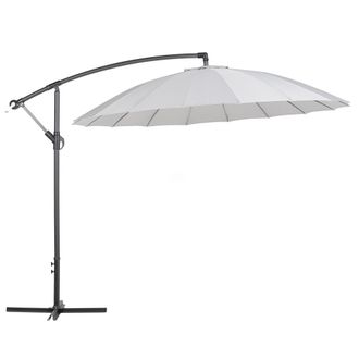 Beliani Sombrilla De Jard&iacute;n Gris Claro Cantilever Con Marco De Aluminio Blanco 235 X 268 X 268 Cm Ajustable Calabria Ii