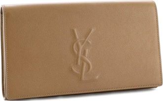 Saint Laurent Belle de Jour Leather Large clutch bag - Beige