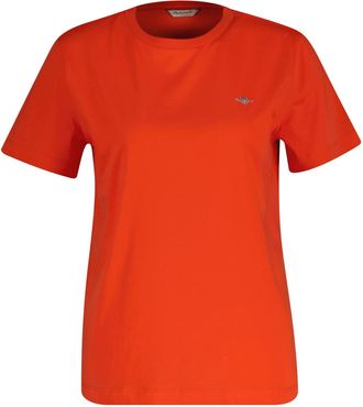 GANT T-Shirt GANT REG SHIELD KA T-SHIRT, Damen, Gr. XXL, perfect rot, Jersey, Obermaterial: 100% Baumwolle, normal h&uuml;ftlang, Rundhals, abgesteppt, Shirts T