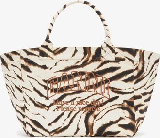 Ganni White Tote XXL in Zebra
