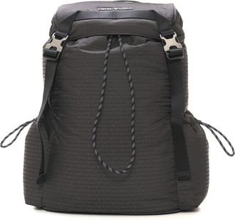 Emporio Armani Logo Rugzak met Voorste Knoopsluiting - Heren - Rugzakken - Groen - ONE Size - Tassen
