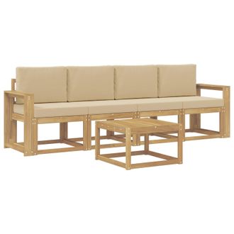 vidaXL Conjunto De Sof&aacute;s De Exterior Con Coj&iacute;n 5 Pcs Y Beige Vidaxl