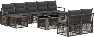 vidaXL Conjunto De Sof&aacute;s De Jard&iacute;n 10 Uds. Gris Y Gris Oscuro Vidaxl