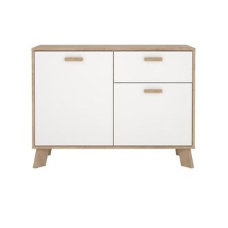 Calicosy Buffet de 2 puertas, 1 caj&oacute;n decoraci&oacute;n roble y blanco l98,7 cm
