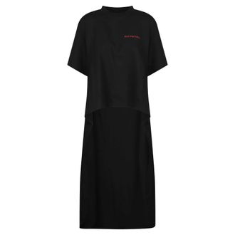 Balenciaga Kleedjes, Dames, Zwart, M, Katoen, T-shirt met gradi&euml;ntprint op de rug en sleep