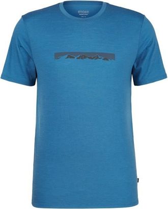 Stoic Merino155 LaholmSt. Print T-Shirt Ridge Merinoshirt f&uuml;r Herren | blau