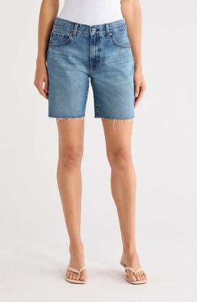 AG - Adriano Goldschmied Ex-Boyfriend Distressed Raw Hem Mid Length Denim Shorts in Nouveau at Nordstrom, Size 26