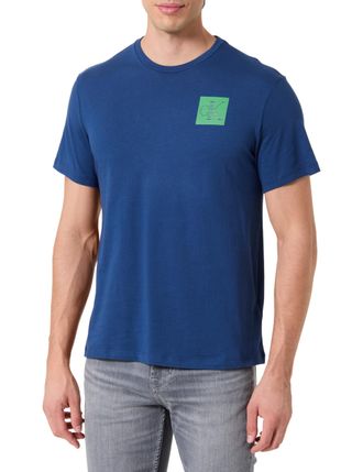 Calvin Klein Mens Short Sleeve Gradient Monogram Logo Cotton T-Shirt, Blue (Blue Jean), M