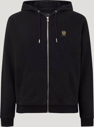 Belstaff Full Zip Hoodie Cotton Fleece Black Size 2XL