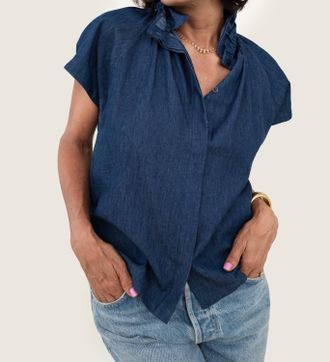 A Shirt Thing Stella Denim Blouse In Indigo