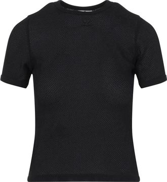 Courr&egrave;ges Womens Signature Contrast T-Shirt In Black