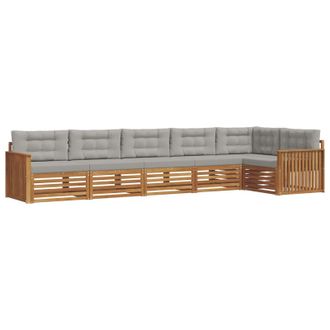 vidaXL Conjunto De Sof&aacute;s De Exterior 6 Pcs Gris Natural Y Claro Vidaxl