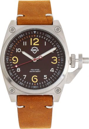 Shield Pascal Quartz Brown Dial Camel Leather Mens Watch SLDSH102-3