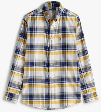 Tommy Hilfiger Mens Regular Fit Bold Plaid Print Shirt - Navy - L