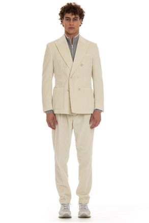 Eleventy Double-Breasted Velvet Jacket Costa Roccia