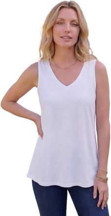 Roaman's Plus Size Cotton Ultimate Swing Tank Top in White at Nordstrom, Size 20