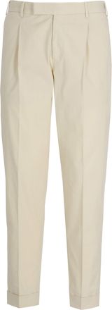 Pantaloni Torino Ivory Cotton Straight-Leg Pants