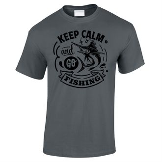 Bang Tidy Clothing Fishing Gift for Men, Keep Calm and Go Fishing T Shirt Fisherman Present Dad, Uncle, Brother Grandad Christmas Fathers Day - CHCOAL-L