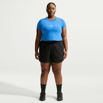 Nike Womens Nike Sportswear Loose High-Waisted Lightweight Ripstop Shorts (Plus Size) in Black | IO6232-010