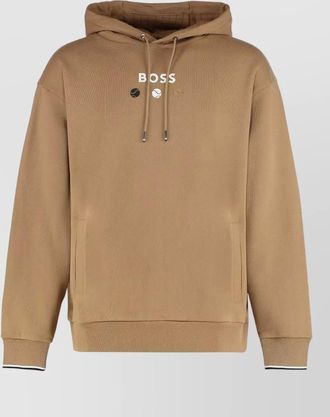 HUGO BOSS hooded terry cotton sweatshirt straight fit