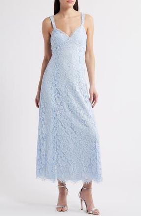 Wayf Elysia Cotton Blend Lace Gown in Baby Blue at Nordstrom Rack, Size Large