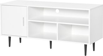 HOMCOM TV Stand Cabinet with Shelves and Cable Hole for Living Room - White | TJ Hughes